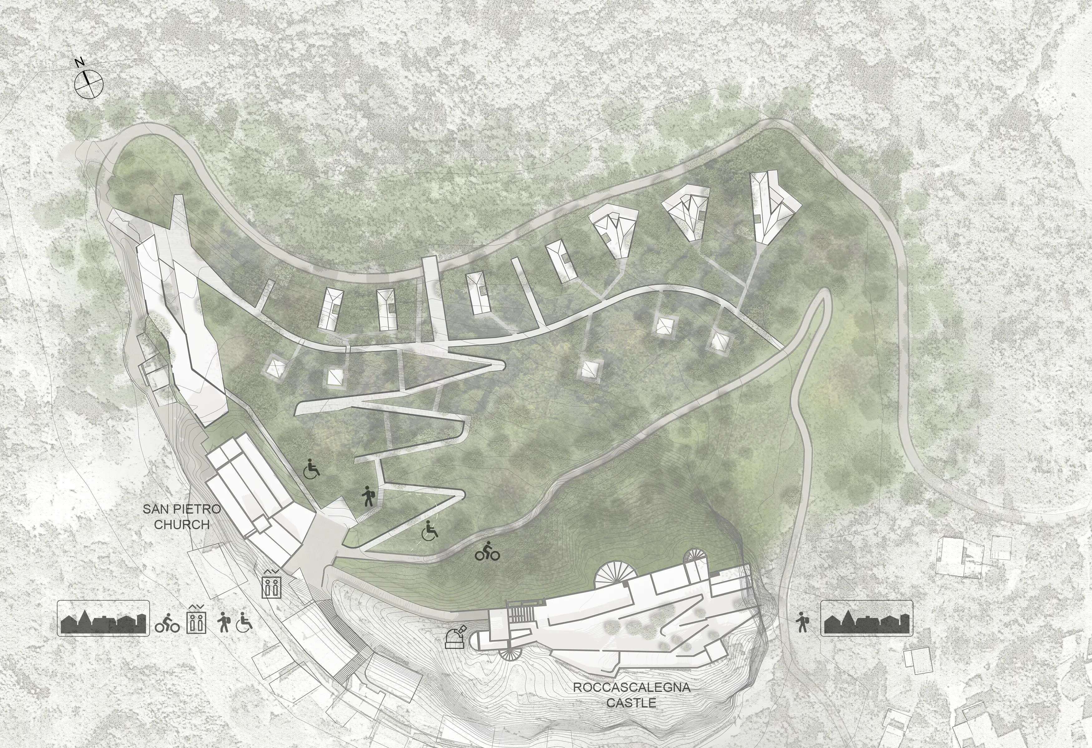 Masterplan drawing for Observatory houses, Roccascalegna, Italy.